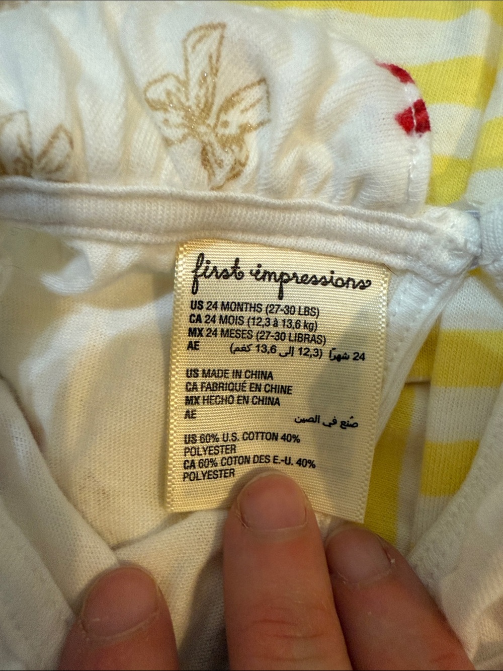 First Impressions White Bodysuit with Red and Tan Bow Accents - Picture 3 of 7